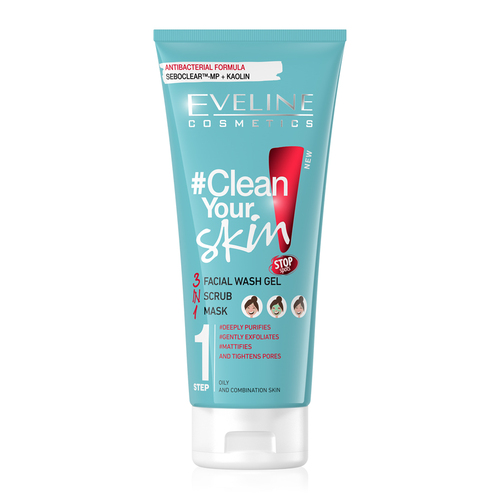 Gel rửa mặt Eveline Clean Your Skin ngừa mụn 3 tác động 200ML 