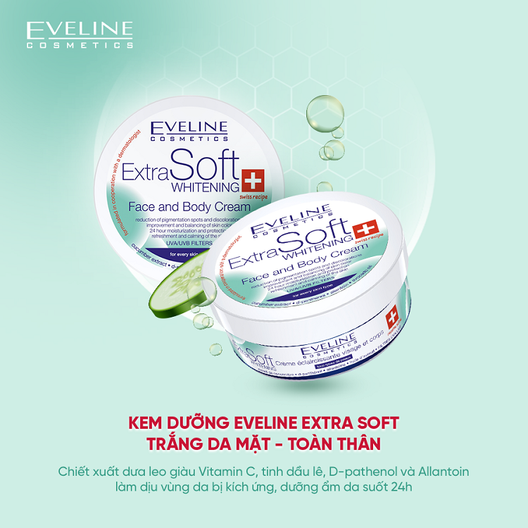 Kem dưỡng Eveline Extra Soft trắng da mặt - toàn thân 175ML 2