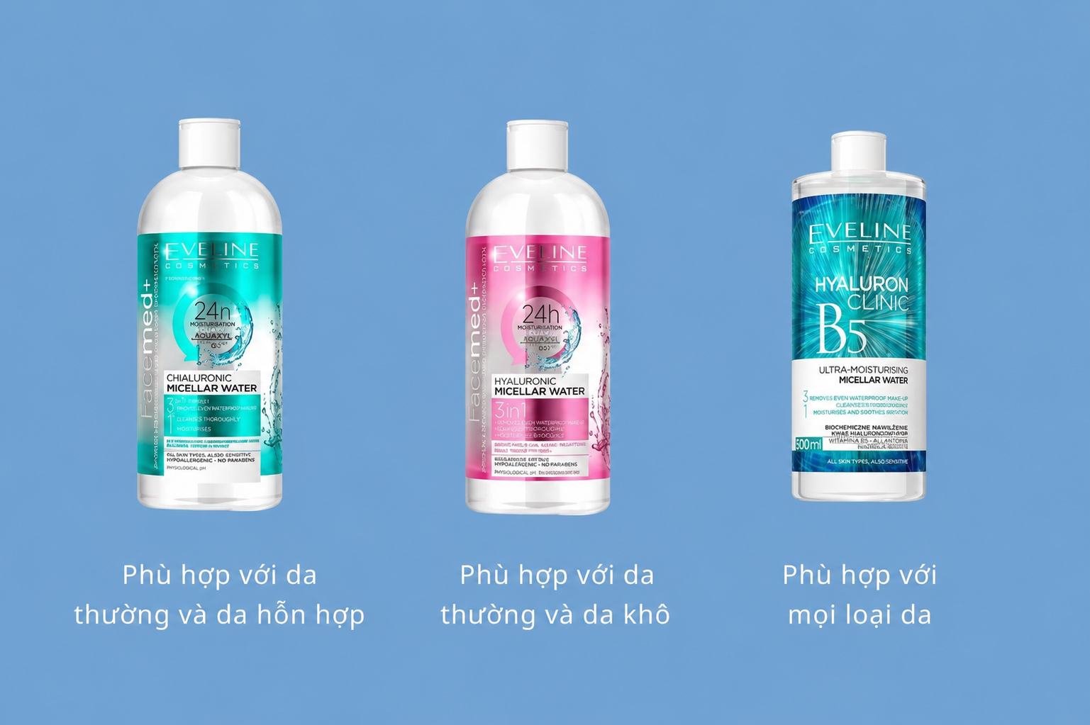 Review So Sánh Nước Tẩy Trang Eveline: Loại Nào Phù Hợp Với Da Bạn?